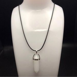 White Natural Stone Pendant Necklace